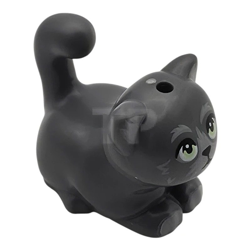 LEGO&reg; 6542233 - 2652pb10 - Cat, Friends Style, Large, Sitting with Light Bluish Gray Fur, Auricles and Paws, Yellowish Green Eyes and Black Nose Pattern (Bear)