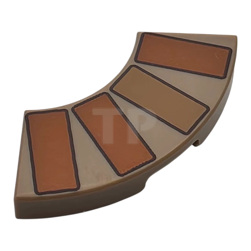 LEGO&reg; 6524415 - 27925pb022 - Tile, Round Corner 2 x 2 Macaroni with Dark Orange and Medium Nougat Bricks / Rectangles Pattern