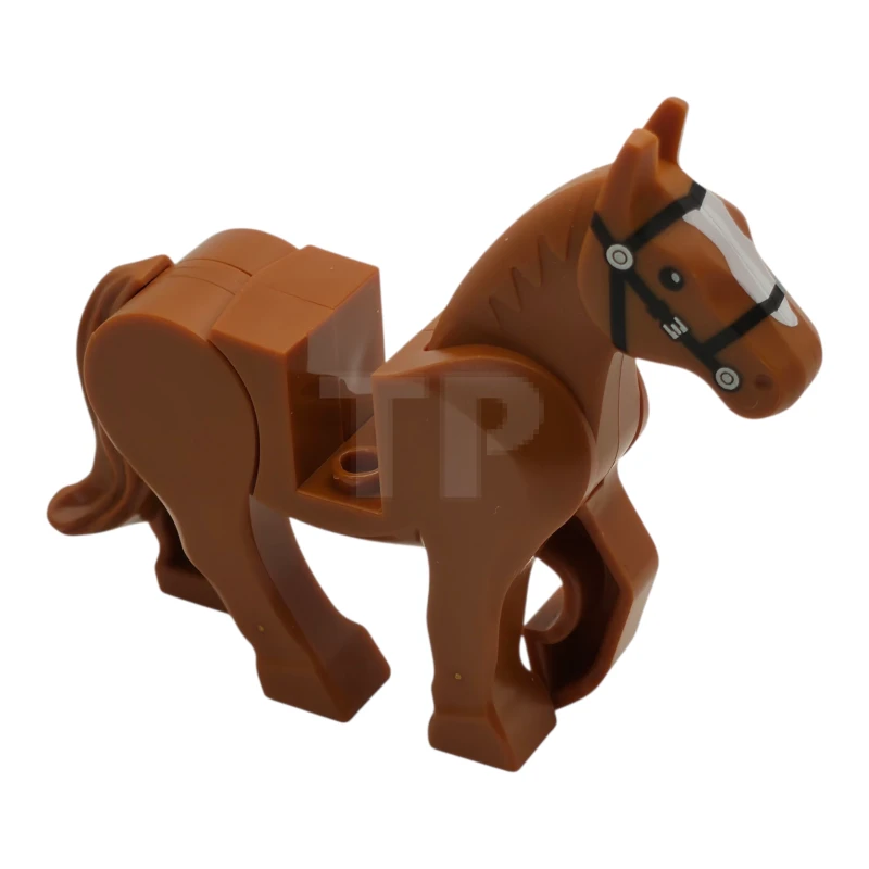 LEGO&reg; 6370297 - 10352c01pb08 - Horse, Movable Legs with Black Eyes and Bridle, Short White Blaze Pattern
