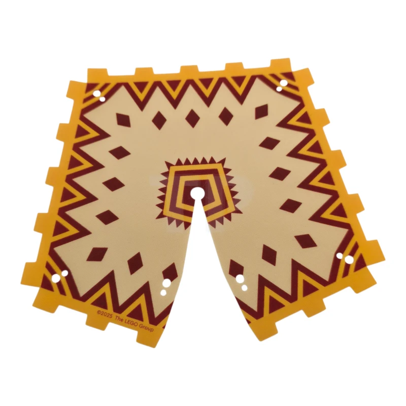 LEGO&reg; 6540036 - 112539 - Cloth Tent / Roof Pyramid with Bright Light Orange and Dark Red Zigzag Lines and Diamonds Pattern