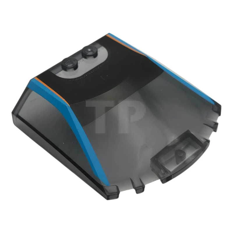 LEGO&reg;  - 65633pb19 - Windscreen 6 x 6 x 1 1/3 Straight Sides with Dark Azure Window Frame Outline, Orange Trim Line and Black Roof Pattern