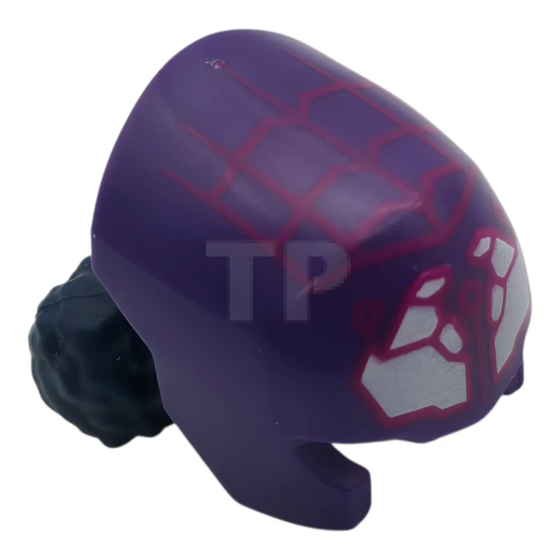 LEGO&reg; 6544918 - 112132pb01 - Minifigure, Hair Combo, Hair with Hat, 2 Space Buns with Molded Dark Purple Mask and Printed Magenta Webbing, White Cluster Eyes Pattern