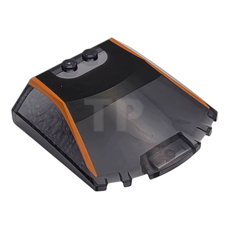 LEGO&reg;  - 65633pb18 - Windscreen 6 x 6 x 1 1/3 Straight Sides with Orange Window Frame Outline and Black Roof Pattern