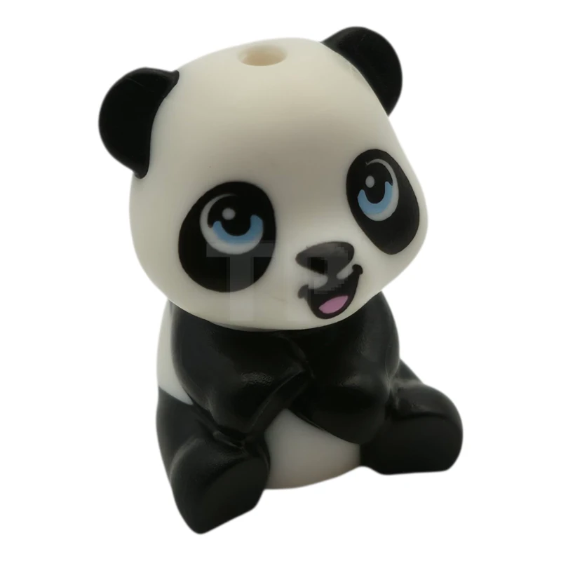 LEGO&reg; 6561468 - 112407pb01 - Panda, Friends Style, Baby Cub, Sitting with Molded White Head and Body and Printed Black Nose and Eye Patches and Bright Light Blue Eyes, Open Mouth with Bright Pink Tongue Pattern (BaoBao)