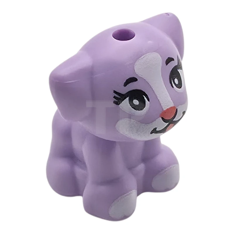 LEGO&reg; 6543638 - 69901pb13 - Dog, Friends Style, Puppy, Standing, Small with White Muzzle and Paws, Black Eyes, Eyelashes and Eyebrows, Coral Nose and Tongue Pattern (Disney Creampuff)