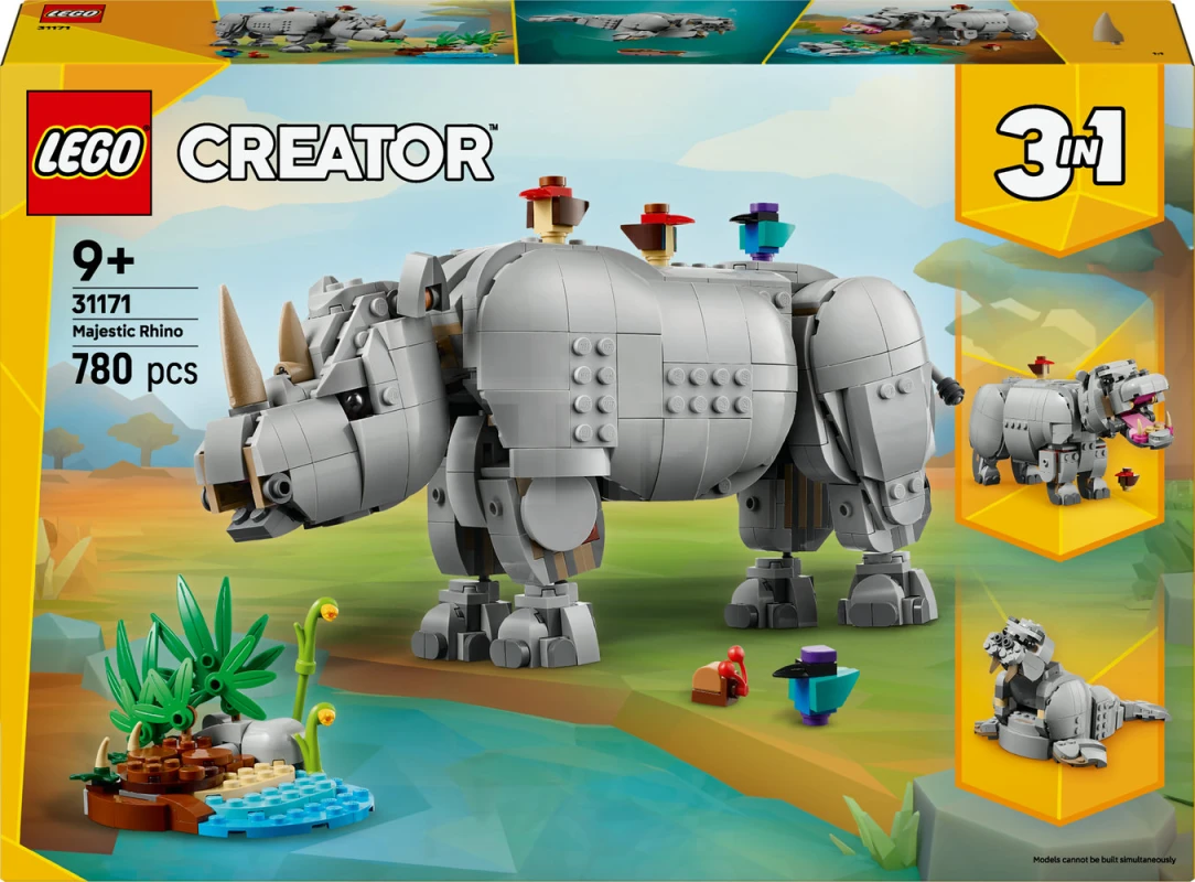 LEGO&reg; 31171 Wilde dieren: machtige neushoorn met vogels