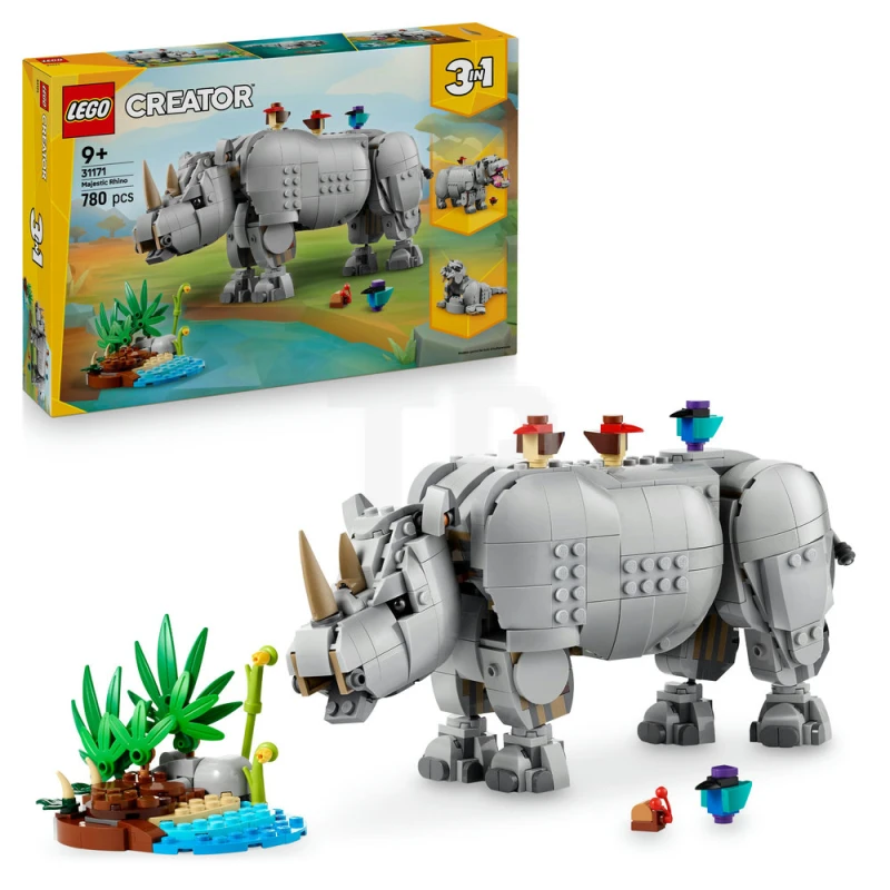 LEGO&reg; 31171 Wilde dieren: machtige neushoorn met vogels