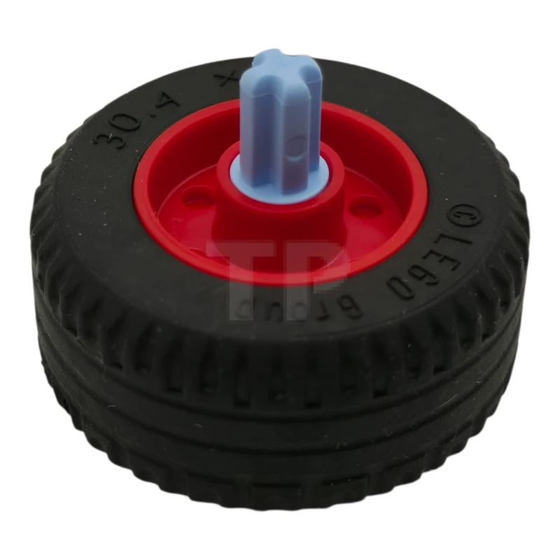 LEGO&reg; 6601615 - 55981c09 - Wheel 18mm D. x 14mm with Pin Hole, Fake Bolts and Shallow Spokes with Black Tire 30.4 x 14 Solid with fixed bright light blue Technic, Axle 1L Pin without Friction Ridges (55981 / 58090 / 3749)