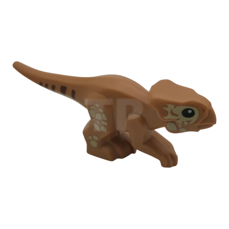 LEGO&reg; 7296pb01 - 6551196 - Dinosaur Aquilops Baby Standing with Tan Scales, Reddish Brown Stripes, and Black Eyes Pattern (Jurassic World Dolores)