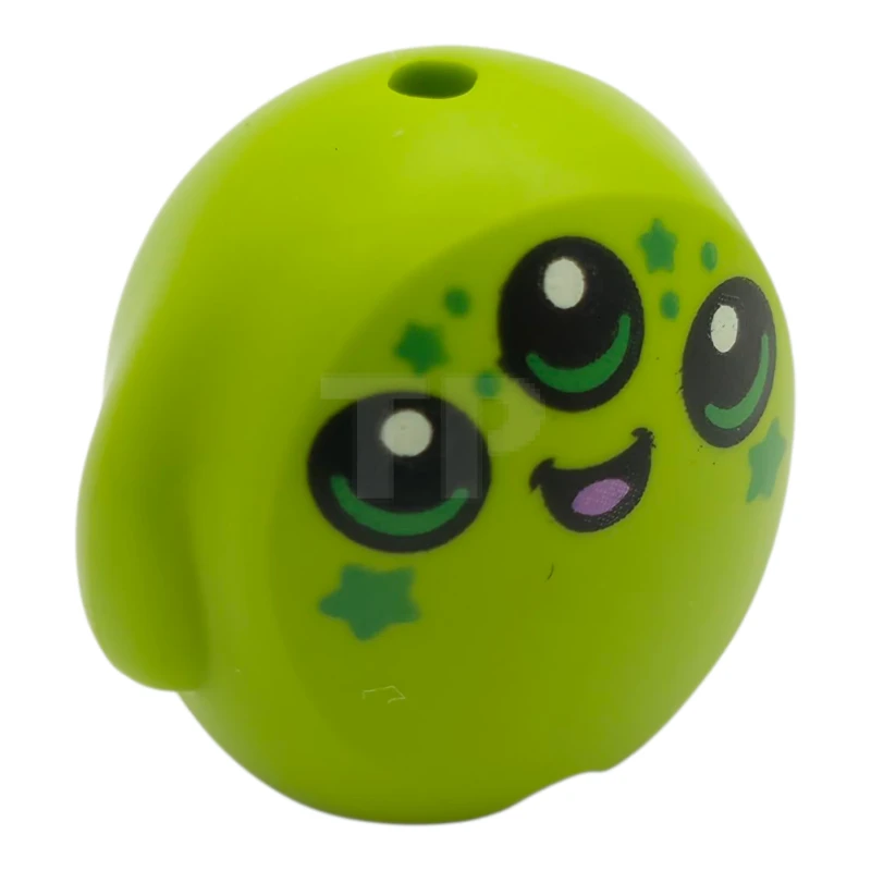 LEGO&reg; 6523518 - 6330pb11 - Minifigure, jouet en peluche Utensil Pillow avec un visage d'extraterrestre avec 3 yeux et une bouche noirs, une langue lavande moyenne et un motif d'étoiles vertes brillantes.