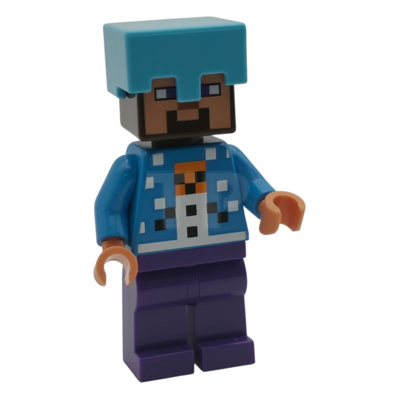 LEGO&reg; min237 Steve - Holiday Snow Golem Sweater, Medium Azure Helmet