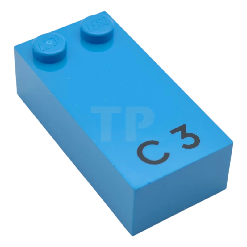 LEGO&reg; 6315362 - 60191pb01 - Brick, Braille 2 x 4 with 2 Studs with Black Capital Letter C / Number 3 Pattern (dots-14 ⠉)
