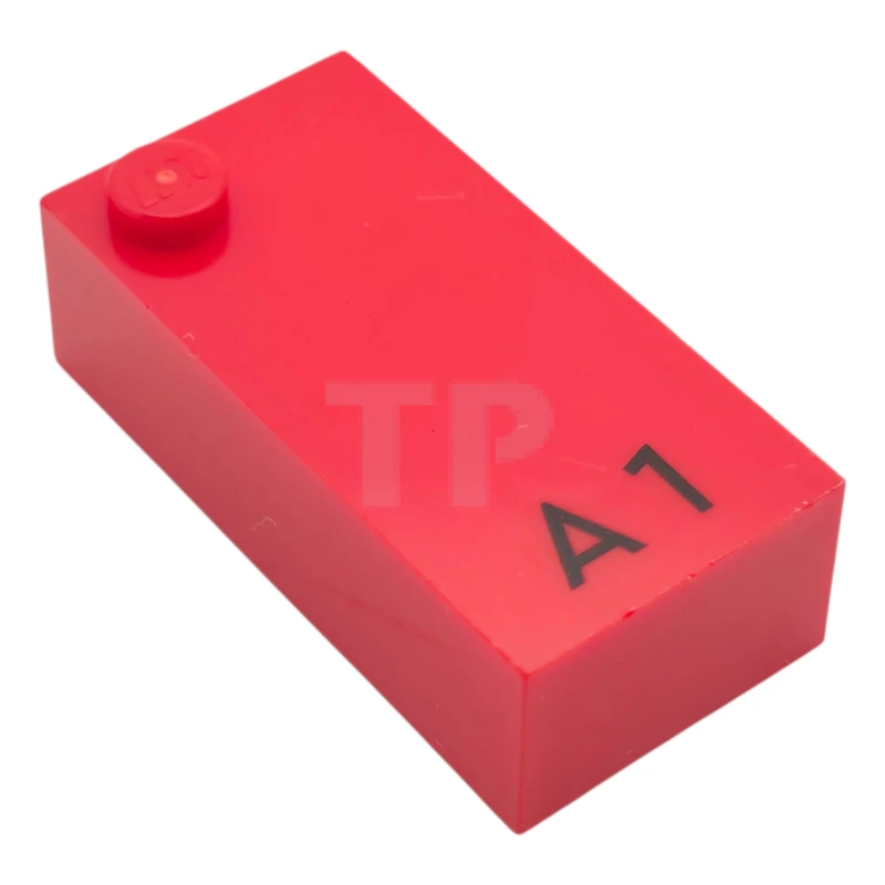 LEGO&reg; 6314532 - 60189pb01 - Brick, Braille 2 x 4 with 1 Stud with Black Capital Letter A / Number 1 Pattern (dots-1 ⠁)