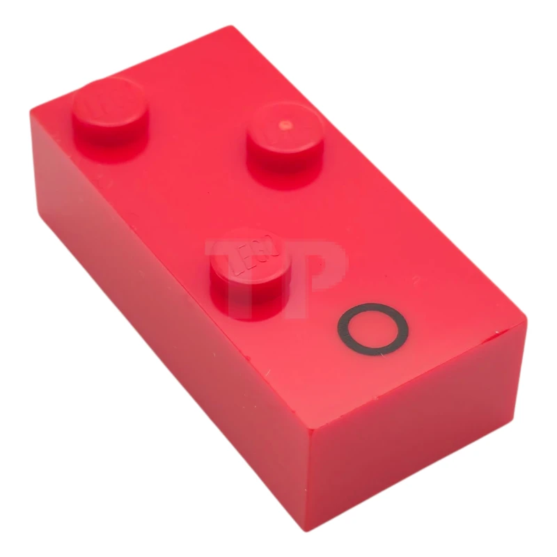 LEGO&reg; 6315399 - 60229pb01 - Brick, Braille 2 x 4 with 3 Studs with Black Capital Letter O Pattern (dots-135 ⠕)