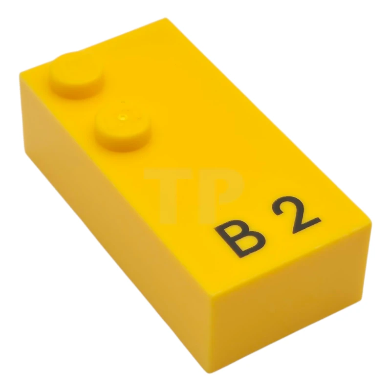LEGO&reg; 6315360 - 60190pb01 - Brick, Braille 2 x 4 with 2 Studs with Black Capital Letter B / Number 2 Pattern (dots-12 ⠃)
