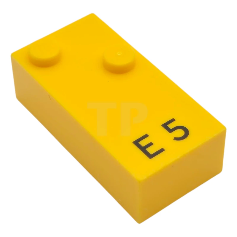 LEGO&reg; 6315364 - 60207pb01 - Brick, Braille 2 x 4 with 2 Studs with Black Capital Letter E / Number 5 Pattern (dots-15 ⠑)