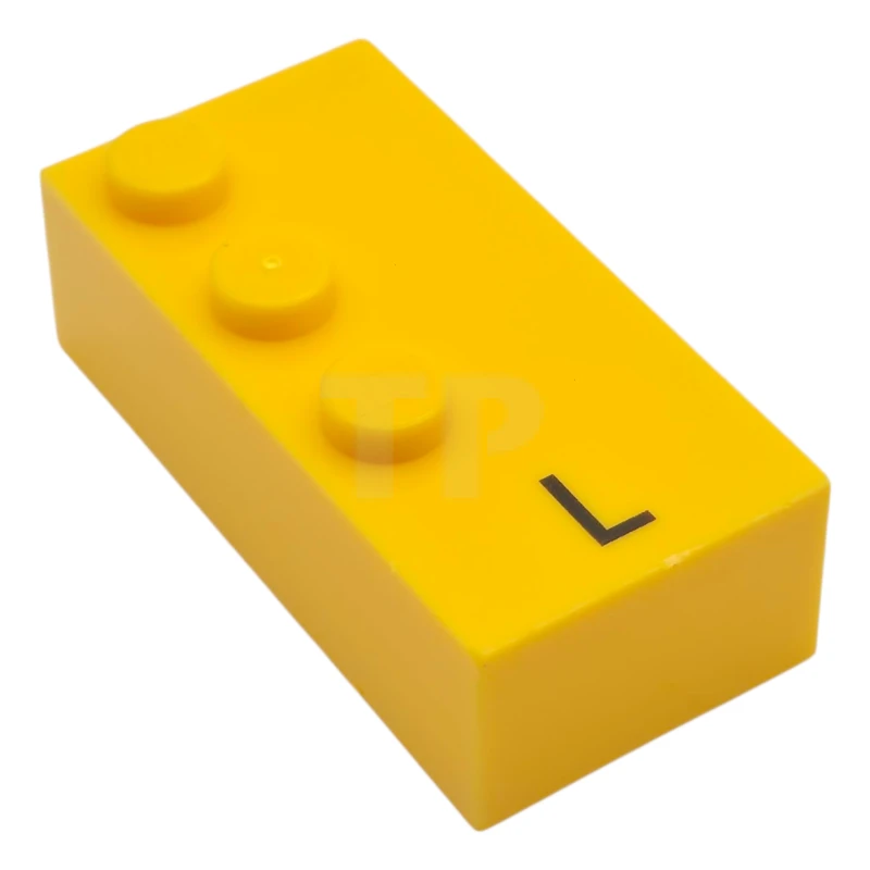 LEGO&reg; 6315383 - 60226pb01 - Brick, Braille 2 x 4 with 3 Studs with Black Capital Letter L Pattern (dots-123 ⠇)