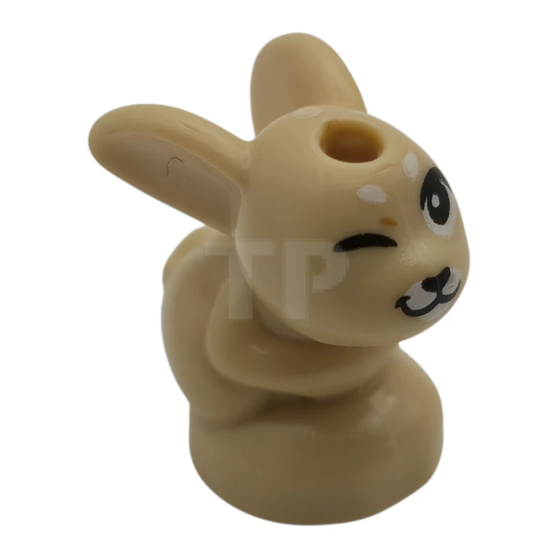 LEGO&reg; 6548417 - 18852pb07 - Bunny / Rabbit, Friends Style, Baby, Sitting with Black Eyes, Nose and Whiskers, White Muzzle, Medium Nougat Wrinkle, Winking Right Pattern
