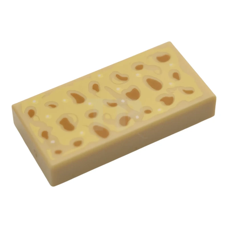 LEGO&reg; 6549065 - 3069pb1332 - Tile 1 x 2 with Bright Light Yellow and Medium Nougat Focaccia Bread Pattern