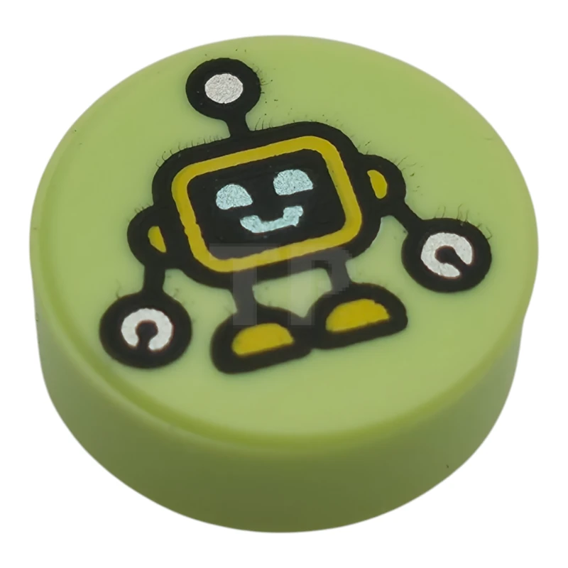LEGO&reg; 6543137 - 98138pb453 - Tile 1 x 1 Round with Robot Pattern