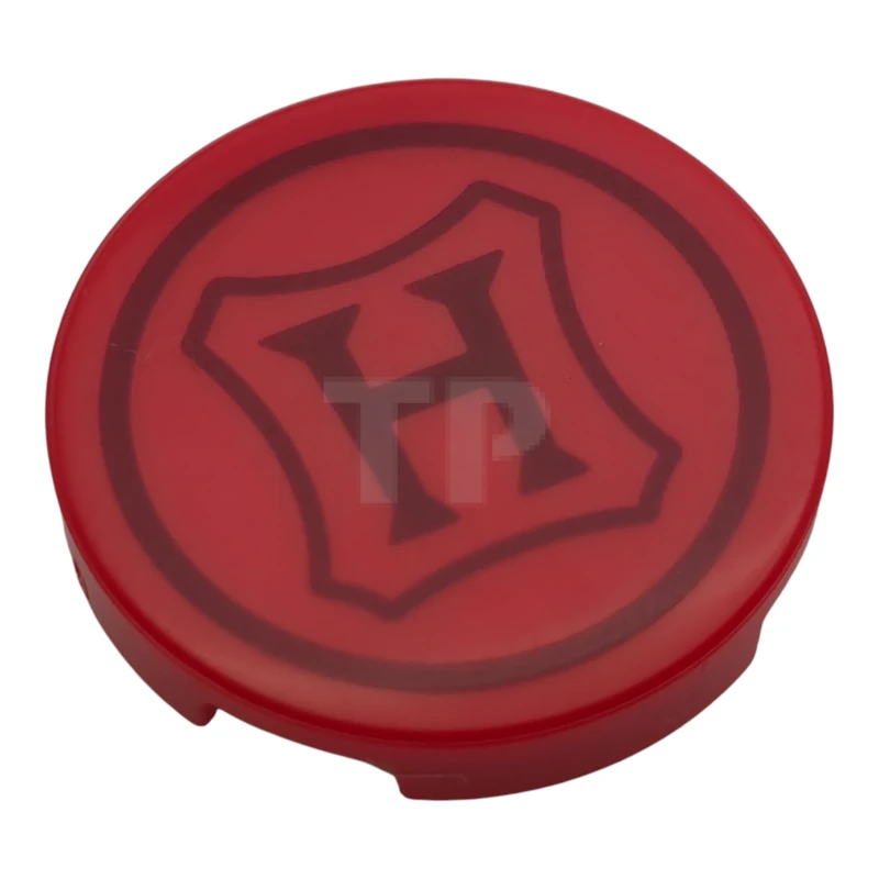 LEGO&reg; 6533004 - 14769pb788 - Tile 2 x 2 Round with Bottom O and Wax Seal of Hogwarts Crest Pattern