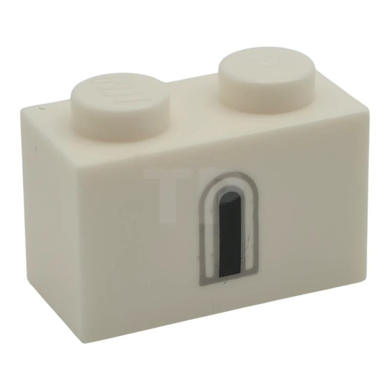 LEGO&reg; 6544472 - 3004pb341 - Ladrillo 1 x 2 con dibujo de ventana de castillo negro y gris azulado claro