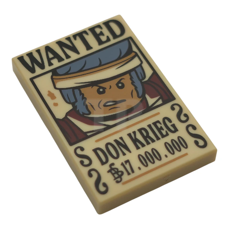 LEGO&reg; 6544199 - 26603pb535 - Tile 2 x 3 with Wanted Poster with Black 'WANTED' 'DON KRIEG' (Berry) '17.000.000' Pattern