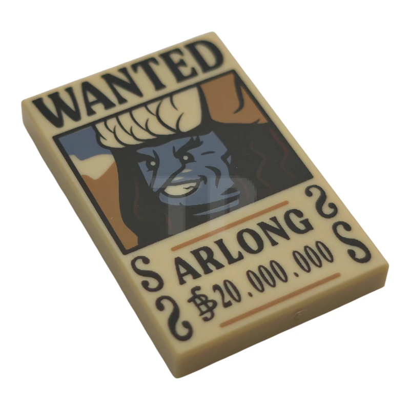 LEGO&reg; 6544199 - 26603pb532 - Tile 2 x 3 with Wanted Poster with Black 'WANTED' 'ARLONG' (Berry) '20.000.000' Pattern