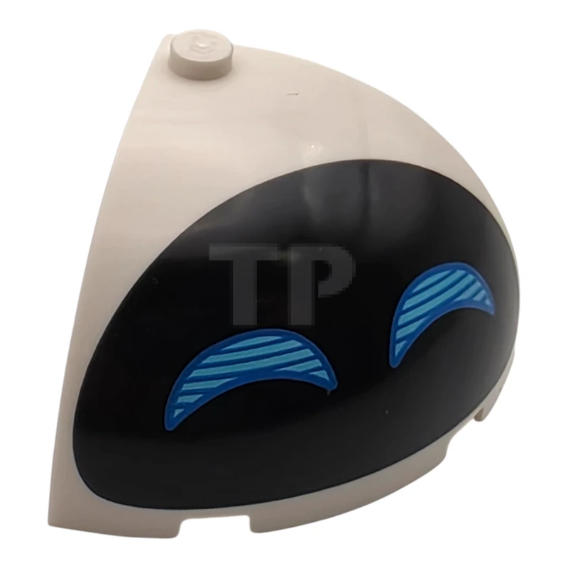 LEGO&reg; 6558999 - 49612pb04 - Brick, Round Corner 4 x 4 x 2 2/3 Dome Top with Black Oval, Medium Azure Crescent Moon Shaped Eyes with Blue Lines and Outline Pattern (EVE Face)