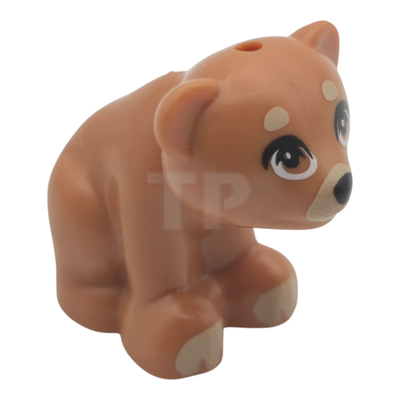 LEGO&reg; 6575277 - 14732pb06 - Bear, Friends Style, Baby Cub, Sitting with Black Nose, Tan Eyebrows, Paws and Muzzle Pattern