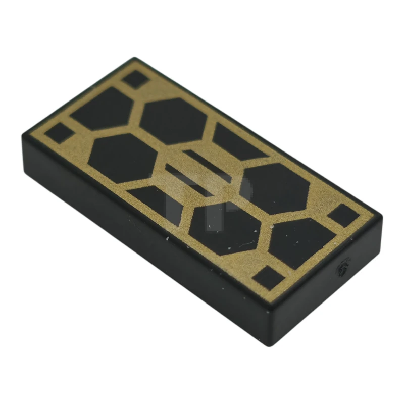 LEGO&reg; 6465826 - 3069bpb1207 - Baldosa 1 x 2 con Ranura con Patrón de Panel Solar Hexagonal Dorado