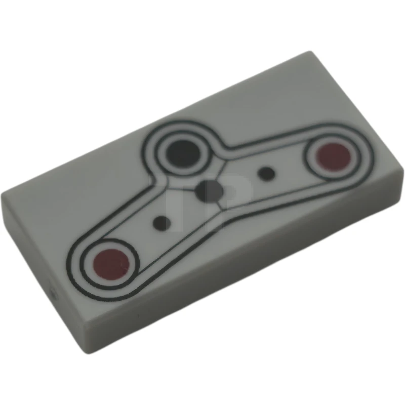 LEGO&reg; 6565839 - 3069pb1407 - Tile 1 x 2 with Robotic Sensors, Black and Dark Red Dots with Circles and Outlines Pattern