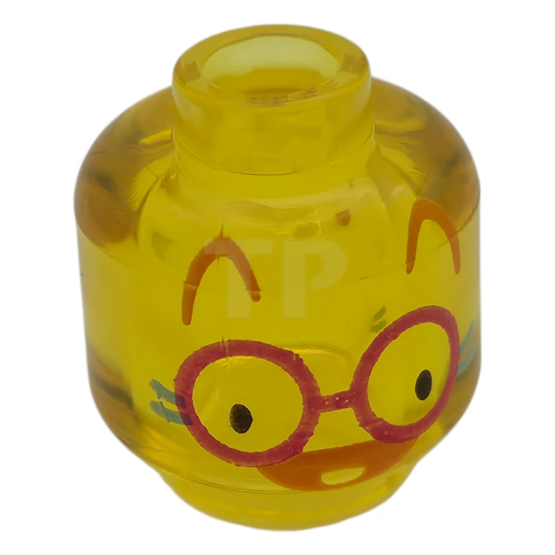 LEGO&reg; 6542520 - 3626pb3919 - Minifigure, Head Cat, Magenta Round Glasses, Black Eyes, Orange Ears and Nose, Medium Azure Whiskers Pattern