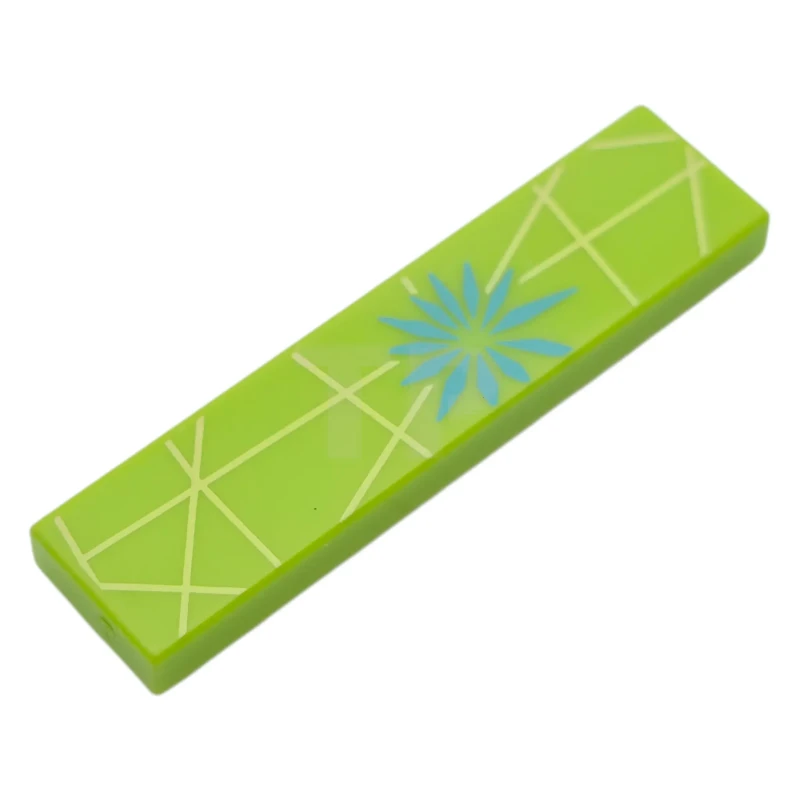 LEGO&reg; 6494863 - 2431pb887 - Tile 1 x 4 with Dark Turquoise Flower and Bright Light Yellow Lines Pattern (BrickHeadz Joy Dress Top)