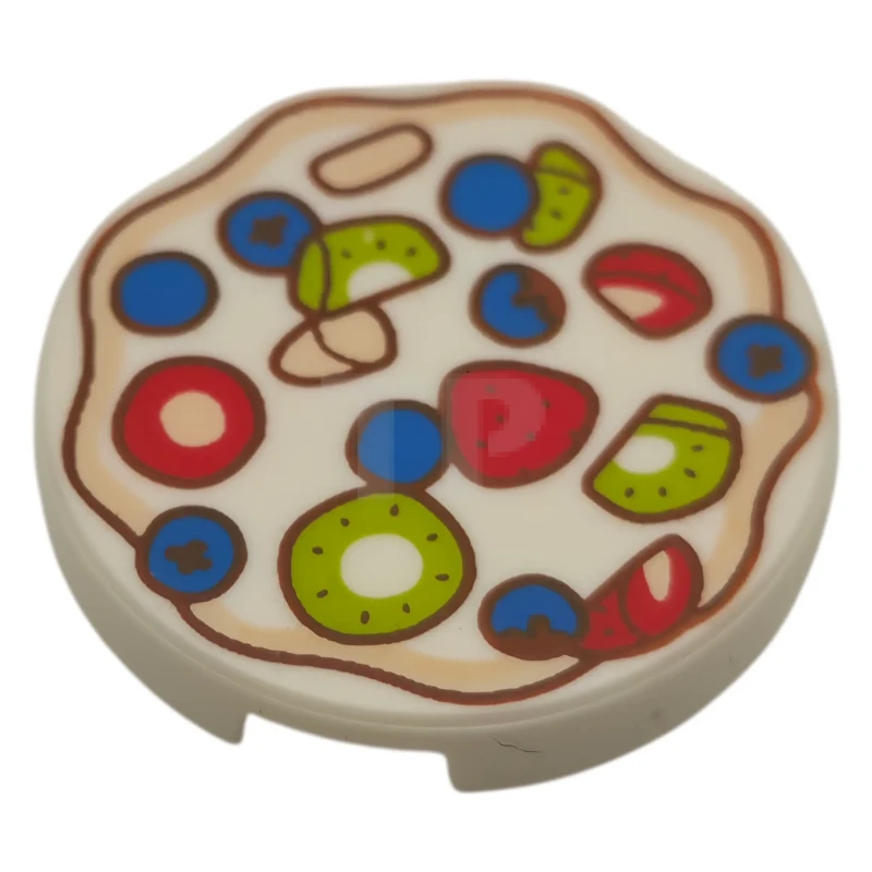 LEGO&reg; 14769pb778 - 6541717 - Tile 2 x 2 Round with Bottom O and Strawberries, Blueberries and Kiwi Fruit Pattern