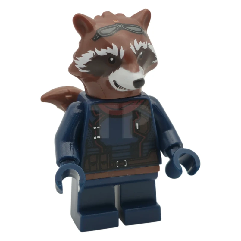 LEGO&reg; sh1068 Rocket Raccoon - Vestito blu scuro, sciarpa rosso scuro, testa marrone rossiccia