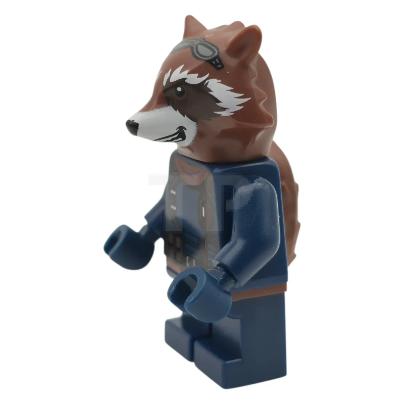 LEGO&reg; sh1068 Rocket Raccoon - Vestito blu scuro, sciarpa rosso scuro, testa marrone rossiccia