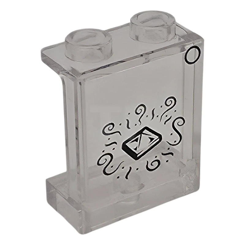 LEGO&reg; 6592727 - 87552pb138 - Panel 1 x 2 x 2 with Side Supports - Hollow Studs with Black Circle, Stone Crystal and Swirls Pattern