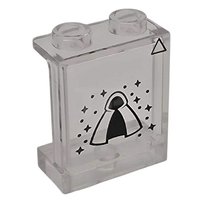 LEGO&reg; 6592729 - 87552pb137 - Panel 1 x 2 x 2 with Side Supports - Hollow Studs with Black Triangle, Cloak and Sparkles Pattern