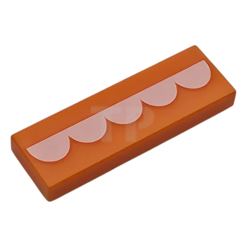 LEGO&reg; 6496638 - 63864pb258 - Tile 1 x 3 with 5 White Half Circles Pattern (BrickHeadz Anxiety Teeth)