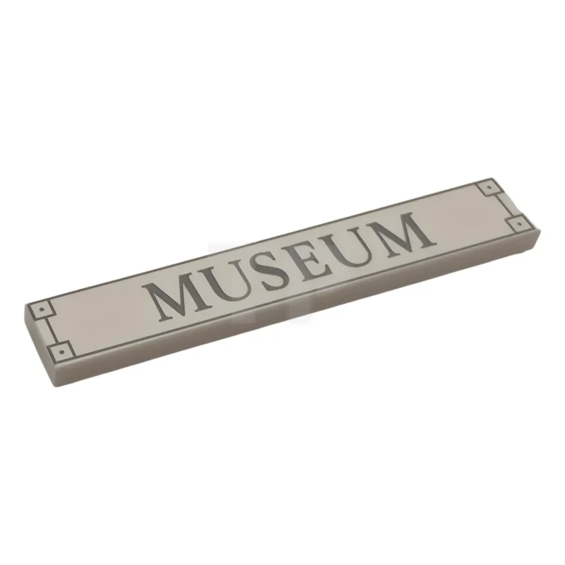 LEGO&reg; 6475073 - 6636pb334 - Tile 1 x 6 with Light Bluish Gray 'MUSEUM' and Geometric Frame Pattern