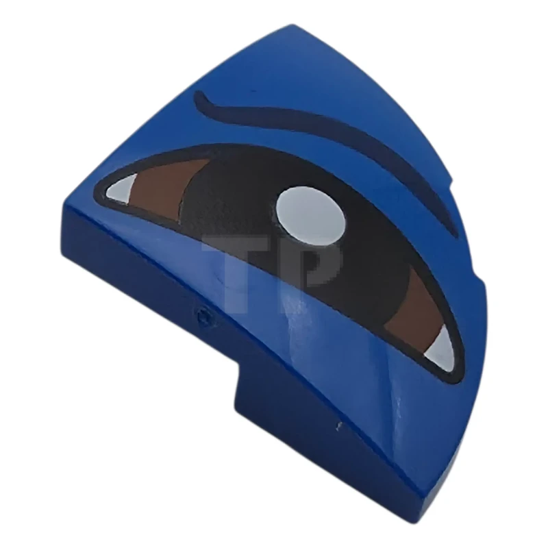 LEGO&reg; 6578908 - 5852pb01L - Slope, Curved 2 x 2 x 2/3 Corner Round with Dark Blue Eyebrow and Eye with Reddish Brown Iris and Black Pupil Pattern Model Left Side