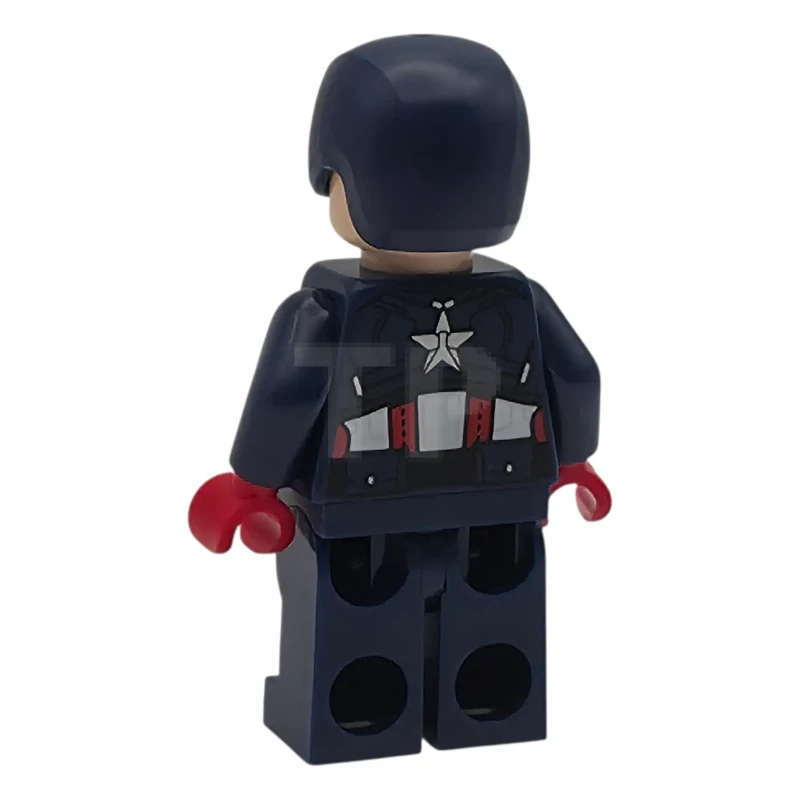 LEGO&reg; sh1093 Capitan America - Tuta blu scuro con cintura blu scuro, mani rosse, elmetto