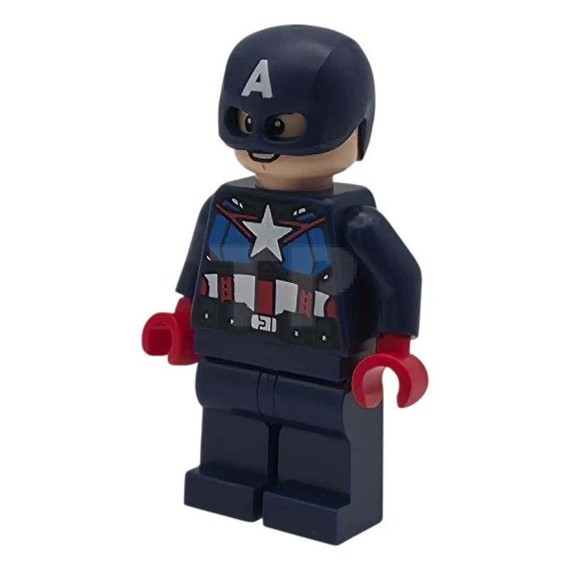 LEGO&reg; sh1093 Capitan America - Tuta blu scuro con cintura blu scuro, mani rosse, elmetto