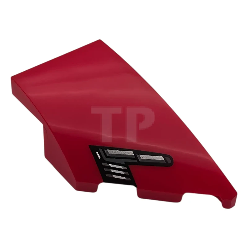 LEGO&reg; 6585324 - 6929pb009 - Wedge 4 x 2 Right No Studs with Black, Dark Bluish Gray, and Silver Ferrari SF90 XX Stradale Headlight with White Highlights Pattern