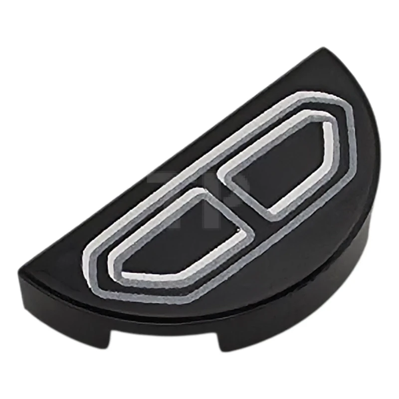 LEGO&reg; 6585407 - 1748pb009 - Tile, Round 1 x 2 Half with Silver and Dark Silver Exhaust Pipe Outlines Pattern