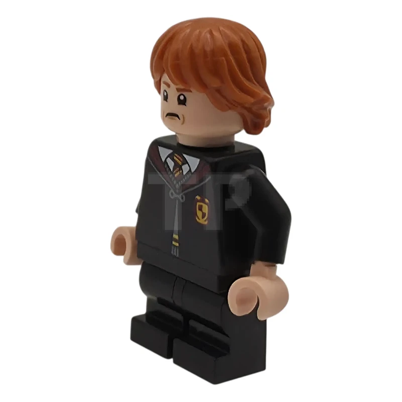 LEGO&reg; hp604 Ron Weasley - Robe de Gryffondor fermée, jambes noires de taille moyenne, sourire de la bouche ouverte