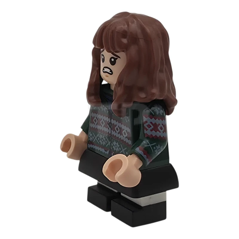 LEGO&reg; hp611 Hermine Granger - Dunkelgrüner Pullover, bedruckte Arme, schwarzer Rock und kurze Beine mit weißen Streifen