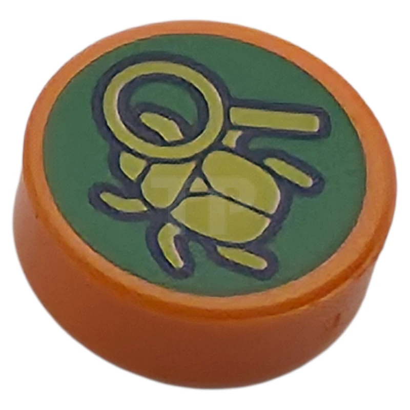 LEGO&reg; 6480963 - 98138pb426 - Tile 1 x 1 Round with Beetle and Magnifying Glass Pattern