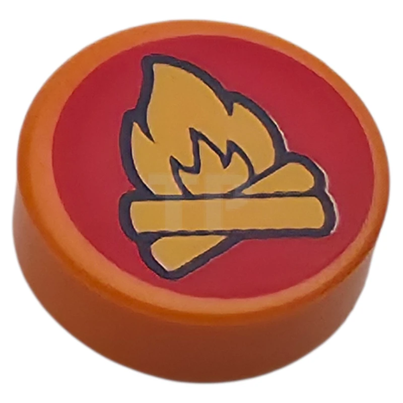 LEGO&reg; 6484357 - 98138pb413 - Tile, Round 1 x 1 with Yellow Campfire on Red Background Pattern